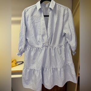 Amazon Essentials Blue and White Striped Shirt